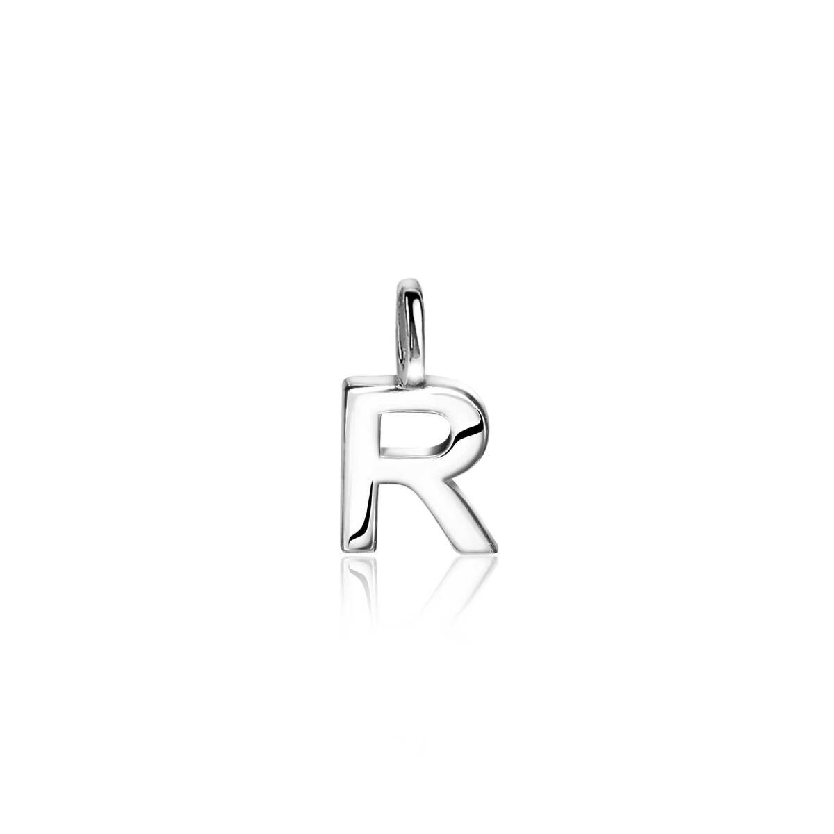 Zinzi ZIH2140R zilveren 925 letter hanger R op glanzende bolletjesketting