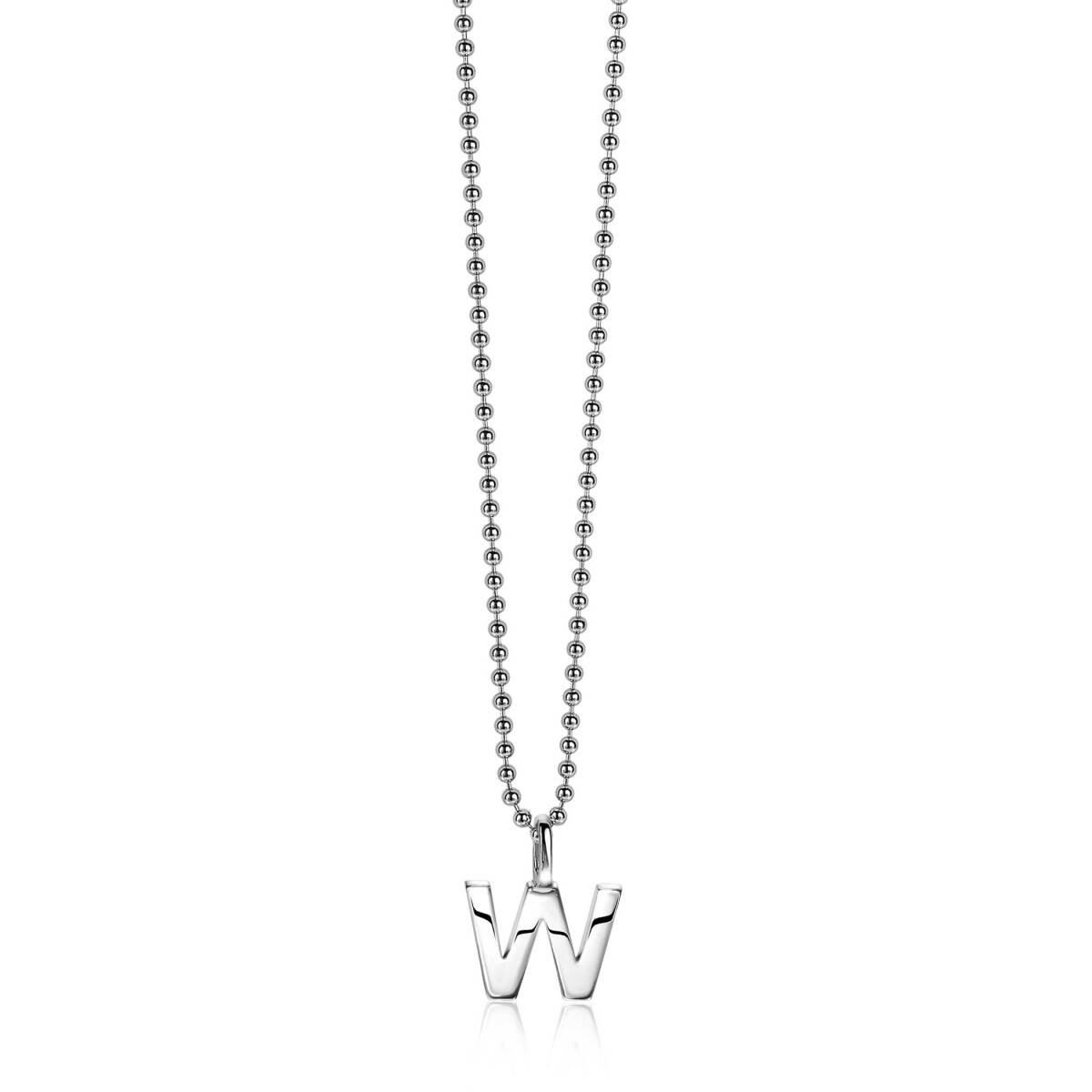 Zinzi ZIH2140W zilveren letterhanger W met glanzende afwerking 925 zilver gerhodineerd