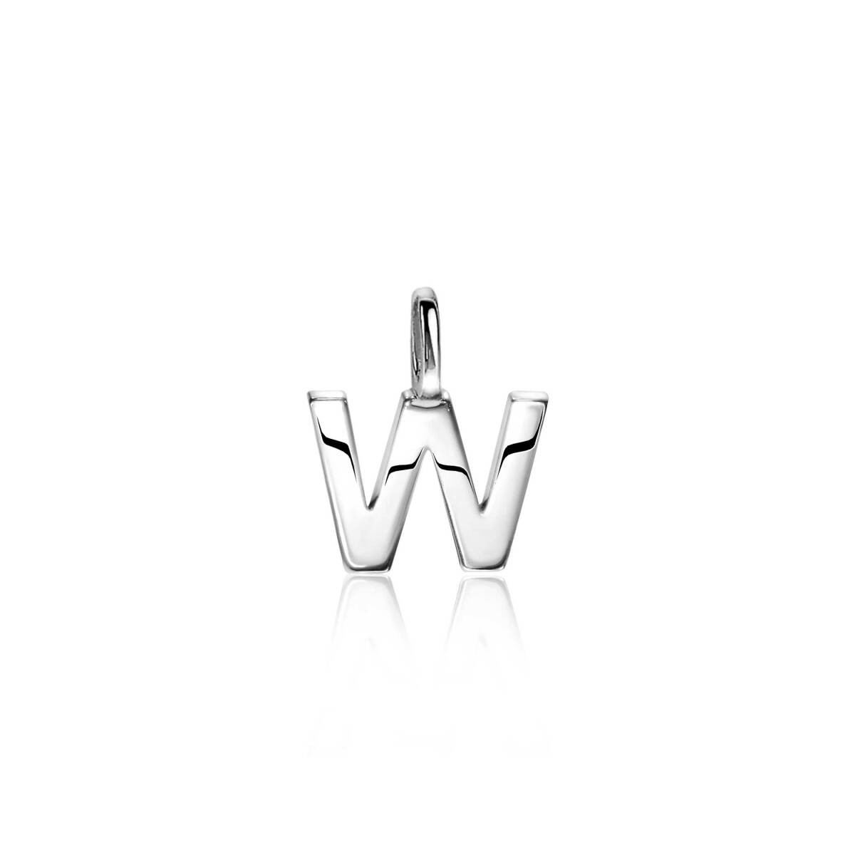 Zinzi ZIH2140W zilveren letterhanger W met glanzende afwerking 925 zilver gerhodineerd