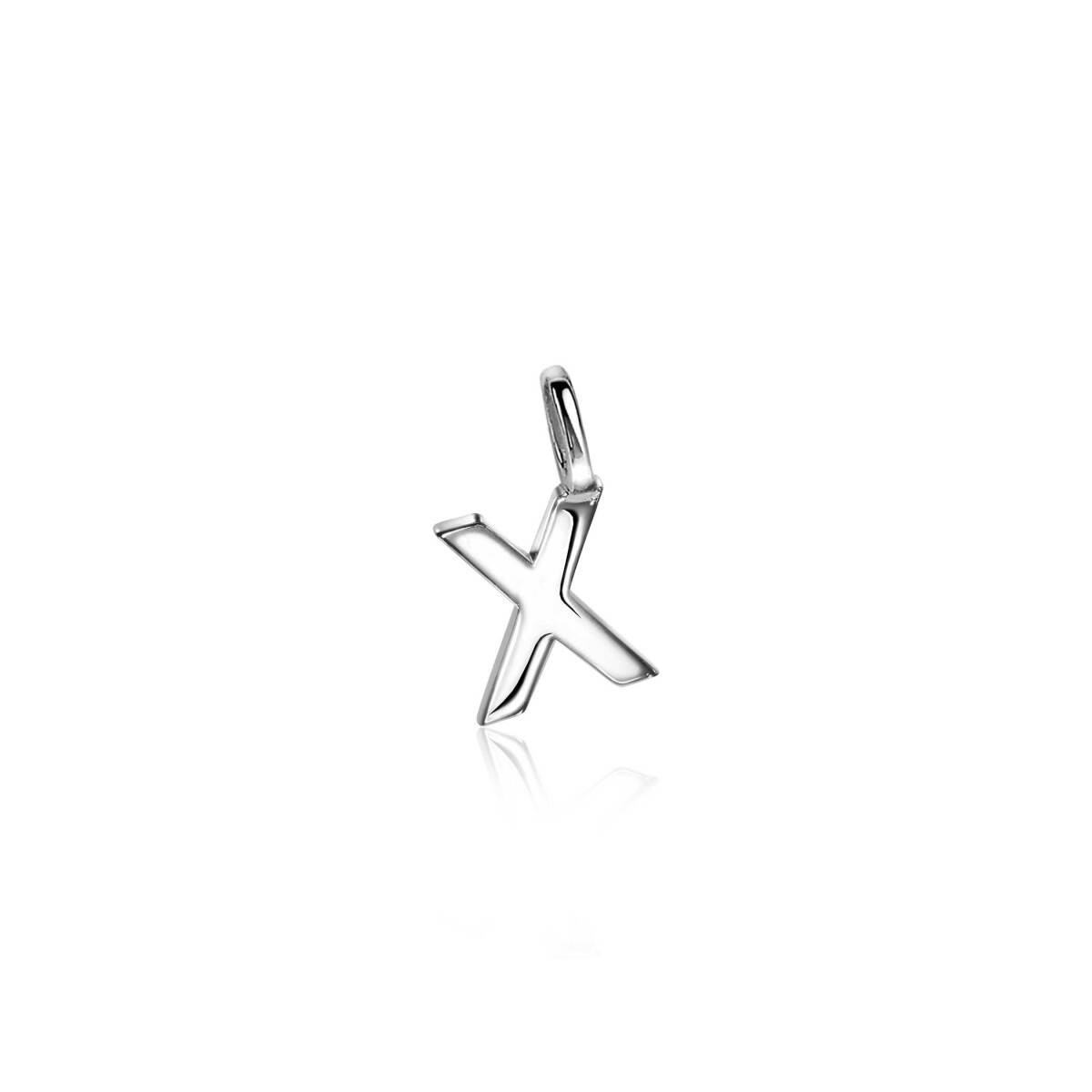 Zinzi ZIH2140X zilveren letterhanger met glanzende X-vorm en fijne bolletjesketting