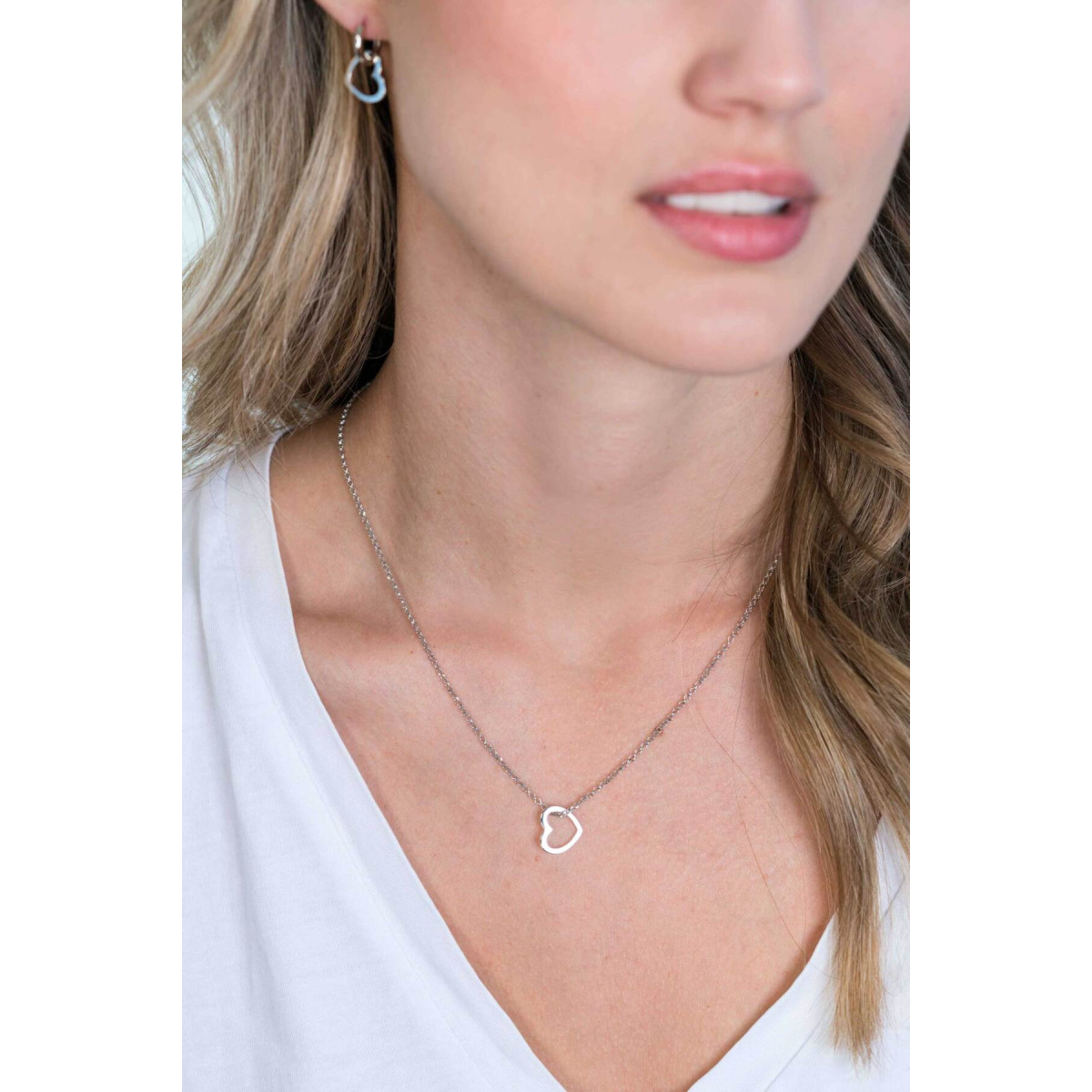 Zinzi ZIH2197 zilveren hartjes hanger met ronde schakelketting 12.5 mm breed - Hoogte 11 mm