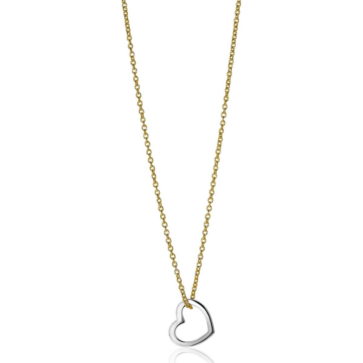 Zinzi ZIH2197 zilveren hartjes hanger met ronde schakelketting 12.5 mm breed - Hoogte 11 mm