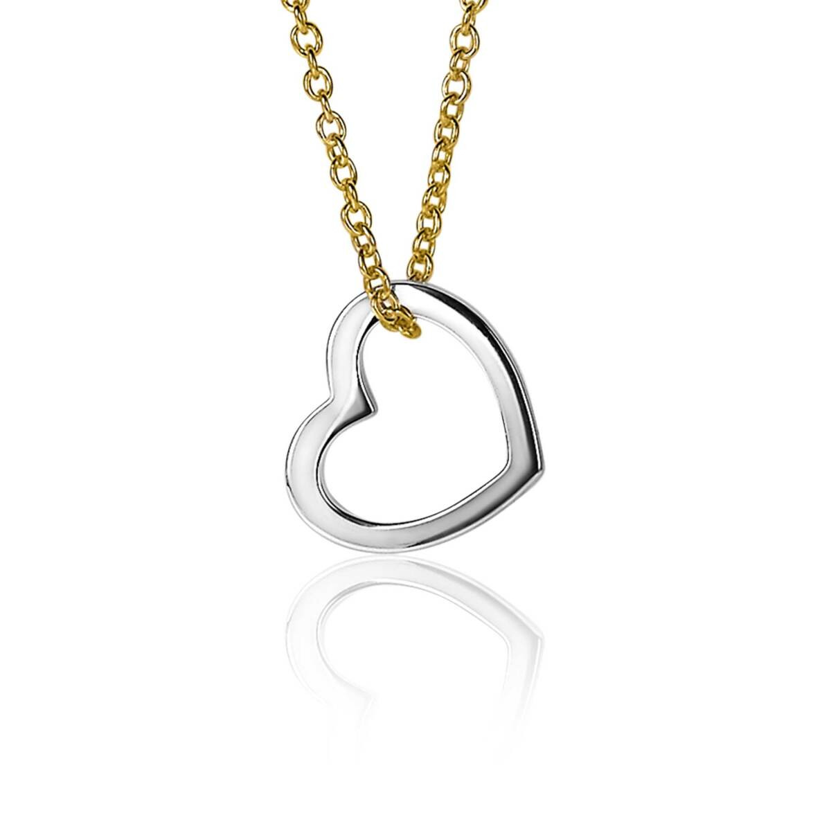 Zinzi ZIH2197 zilveren hartjes hanger met ronde schakelketting 12.5 mm breed - Hoogte 11 mm