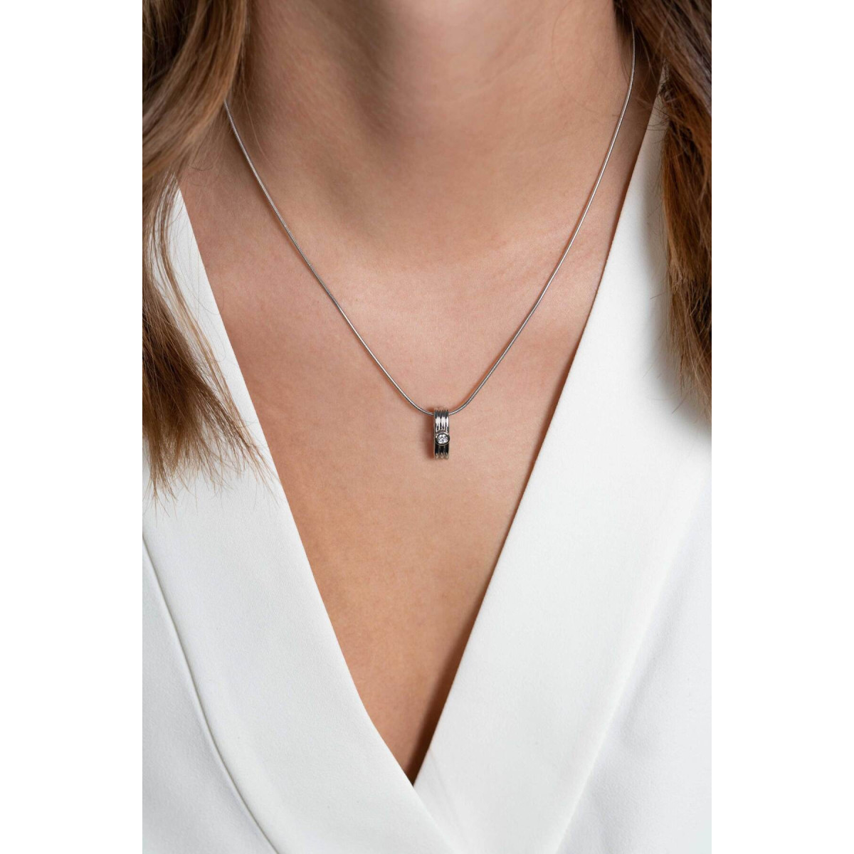 Zinzi ZIH2241 zilveren hanger met transparante zirkonia 4.7 mm breed - Hoogte 16.5 mm