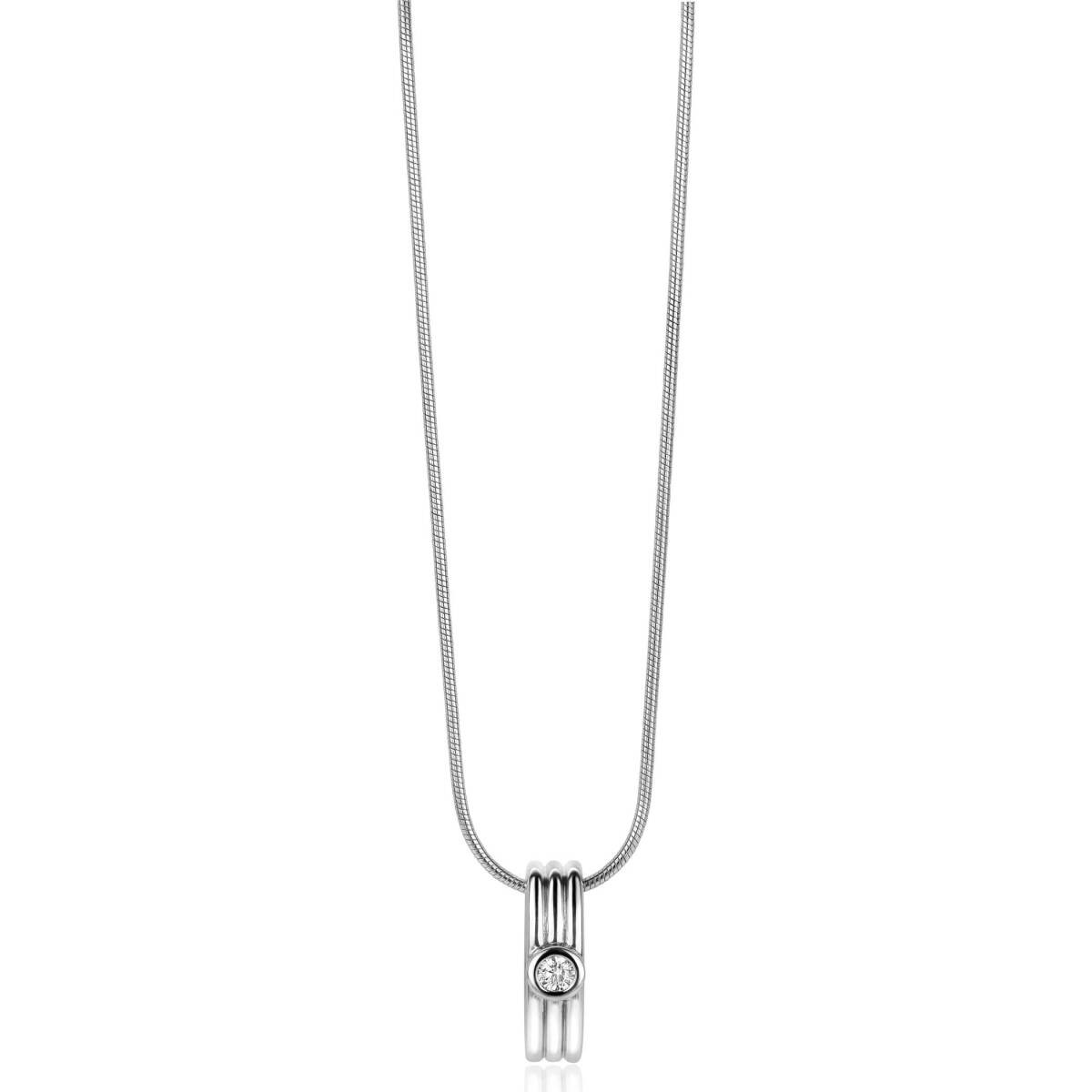Zinzi ZIH2241 zilveren hanger met transparante zirkonia 4.7 mm breed - Hoogte 16.5 mm