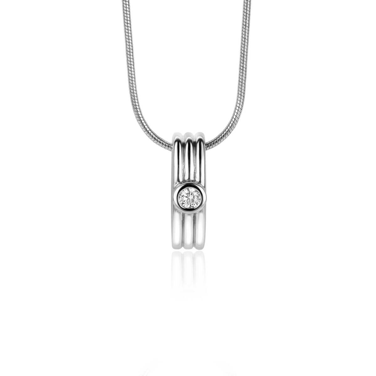 Zinzi ZIH2241 zilveren hanger met transparante zirkonia 4.7 mm breed - Hoogte 16.5 mm