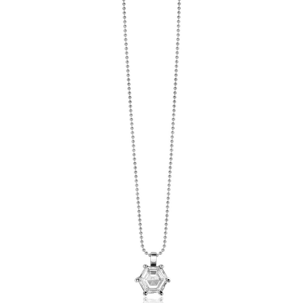 Zinzi ZIH2259 925 zilveren hanger zeshoek met transparante zirkonia 13 mm breed - Hoogte 15 mm