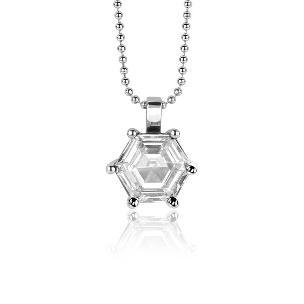 Zinzi ZIH2259 925 zilveren hanger zeshoek met transparante zirkonia 13 mm breed - Hoogte 15 mm