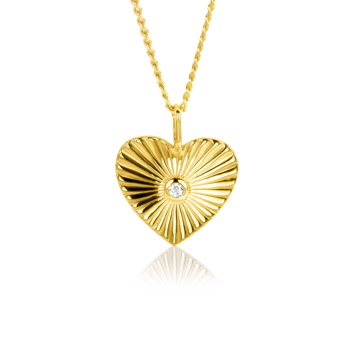 Zinzi ZIH2305 glanzende gold plated hartjes hanger met zirkonia 17 mm breed - Hoogte 19.5 mm
