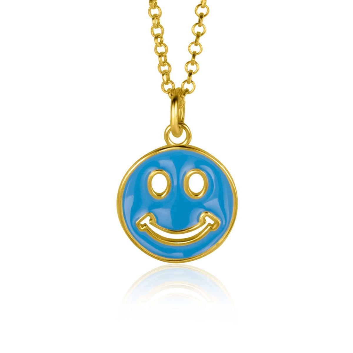 Zinzi ZIH2312B goudkleurige glanzende smiley hanger met blauw emaille - Hoogte 22 mm