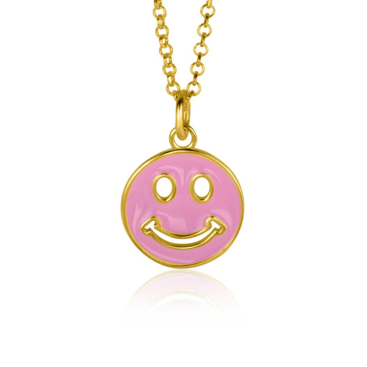 Zinzi ZIH2312R gold plated ronde hanger met vrolijke smiley - Hoogte 22 mm
