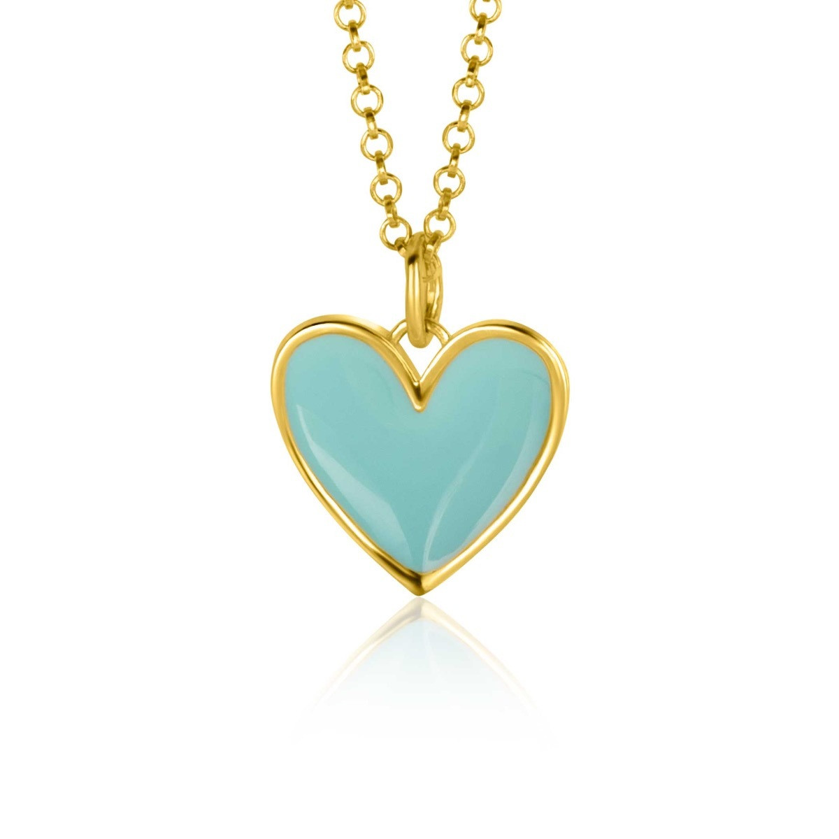 Zinzi ZIH2314T gold plated hartjes hanger turquoise 15.5 mm breed - Hoogte 19 mm