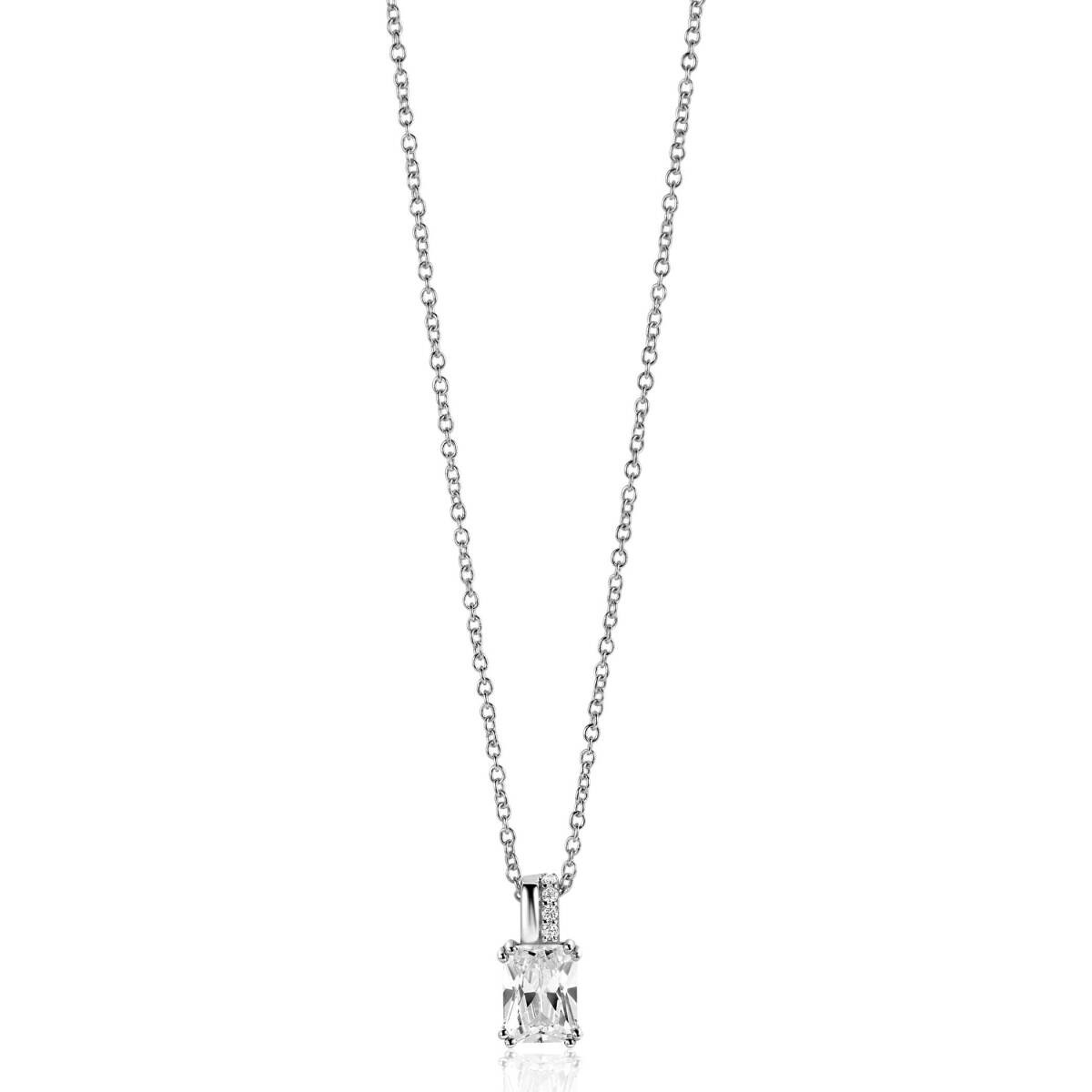 Zinzi ZIH2392 zilveren hanger met zirkonia stenen 6 mm breed - Hoogte 14 mm