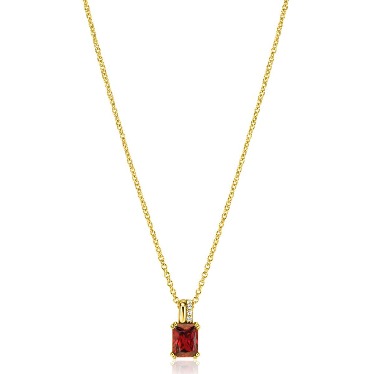 Zinzi ZIH2392R gold plated hanger met granaat en zirkonia 6 mm breed - Hoogte 14 mm