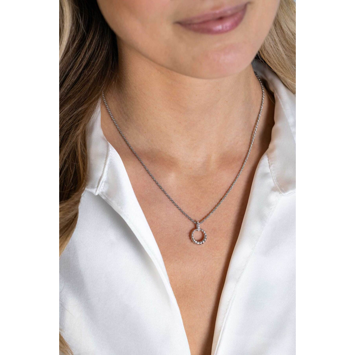 Zinzi ZIH2403 zilveren hanger met ronde zirkonia 12 mm breed - Hoogte 15 mm