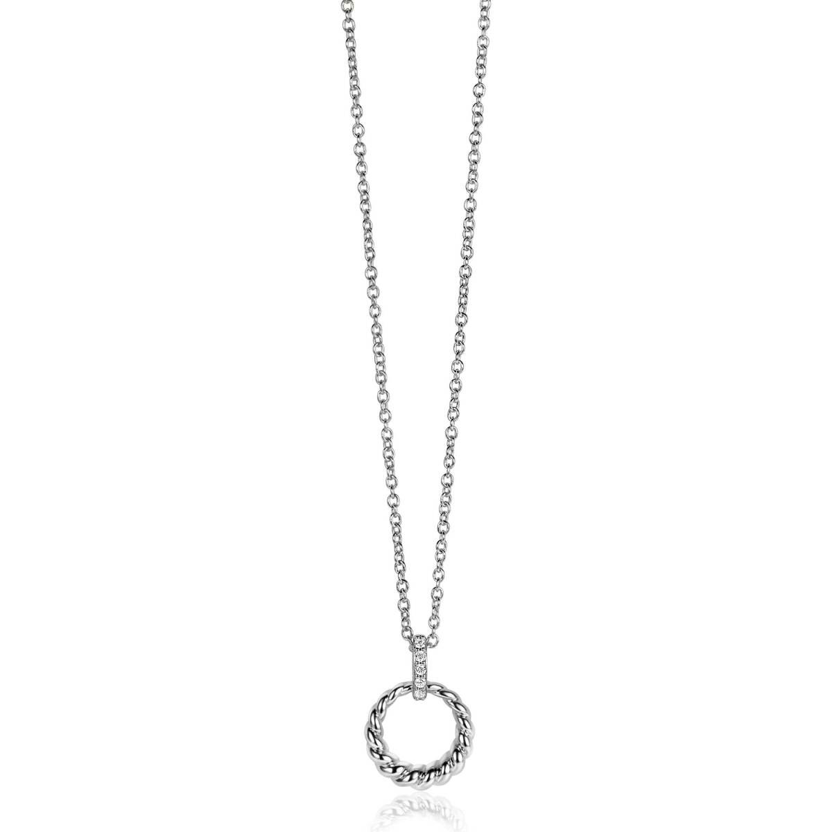 Zinzi ZIH2403 zilveren hanger met ronde zirkonia 12 mm breed - Hoogte 15 mm