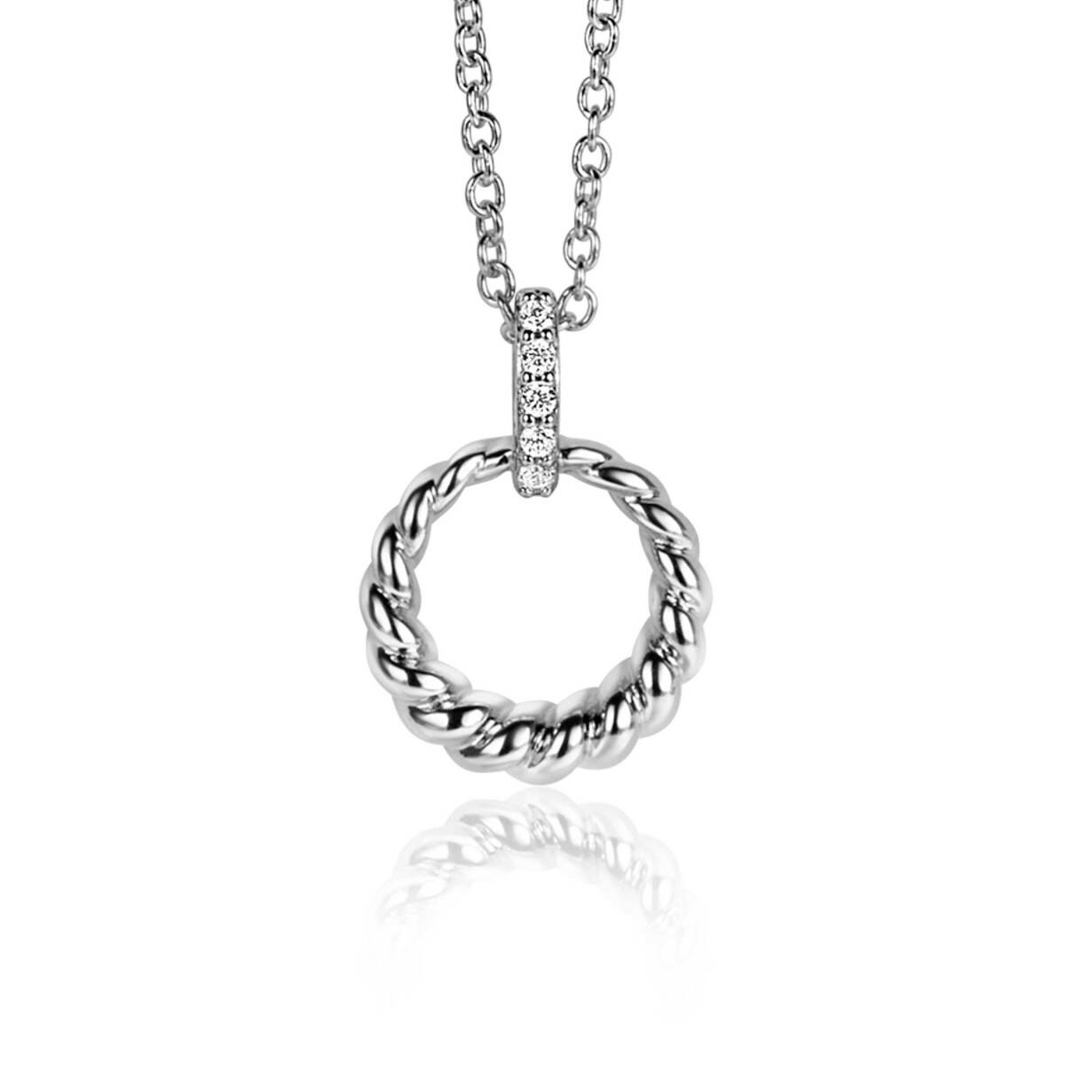 Zinzi ZIH2403 zilveren hanger met ronde zirkonia 12 mm breed - Hoogte 15 mm
