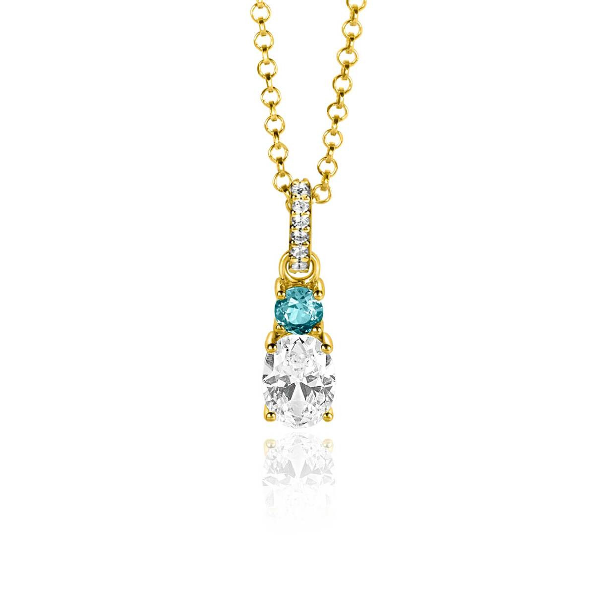 Zinzi ZIH2438 gold plated hanger met zirkonia stenen 6 mm breed - Hoogte 19 mm