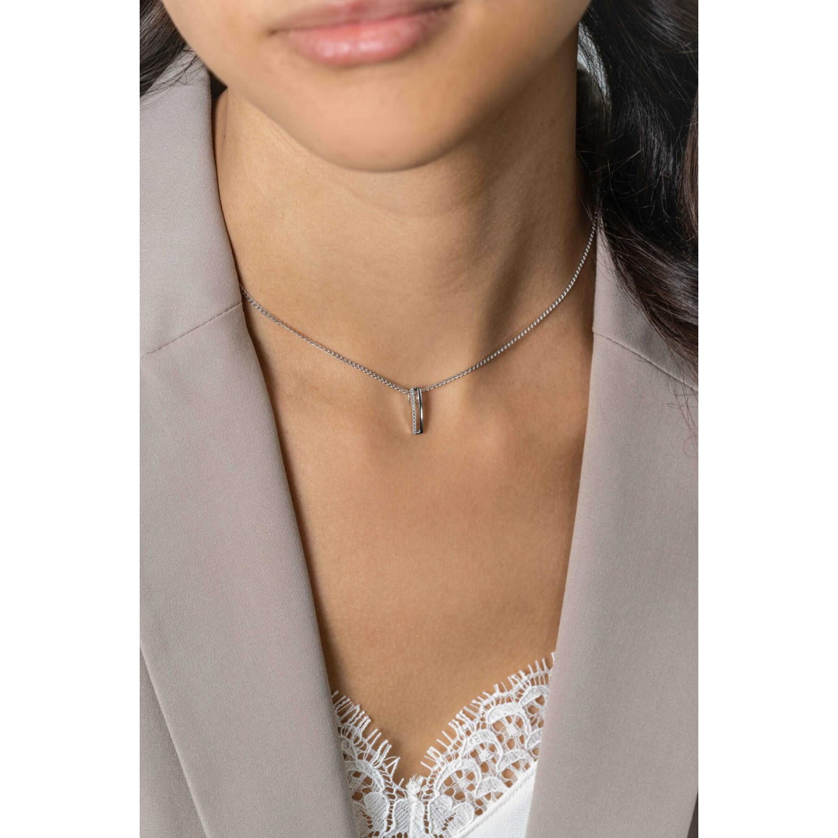 Zinzi ZIH2452 zilveren hanger met rechthoekige zirkonia 3.6 mm breed - Hoogte 15 mm