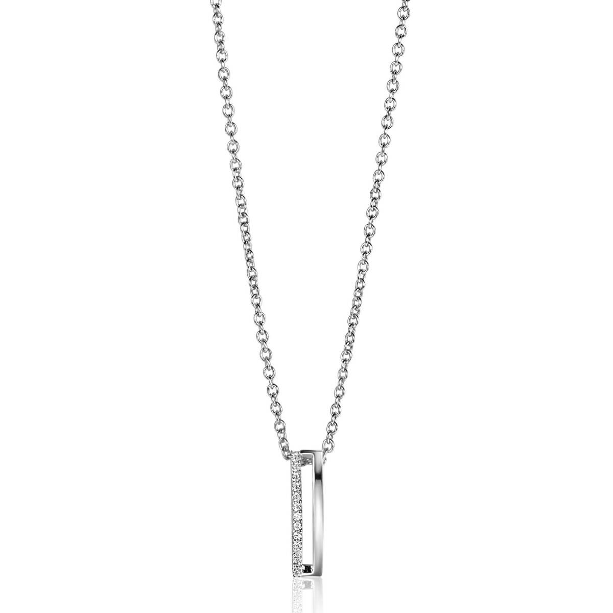 Zinzi ZIH2452 zilveren hanger met rechthoekige zirkonia 3.6 mm breed - Hoogte 15 mm