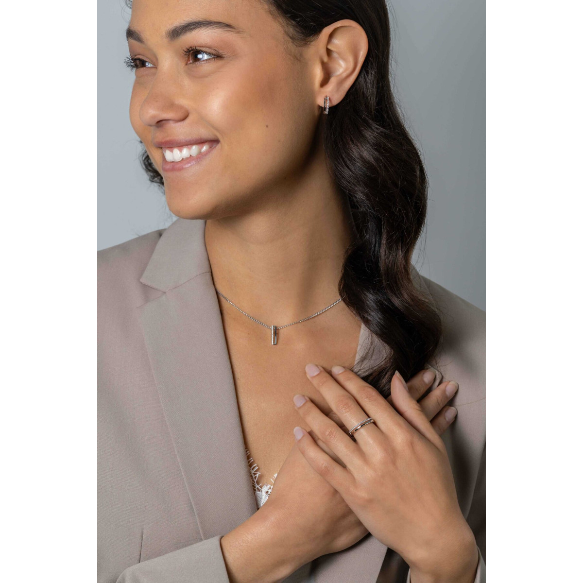 Zinzi ZIH2452 zilveren hanger met rechthoekige zirkonia 3.6 mm breed - Hoogte 15 mm