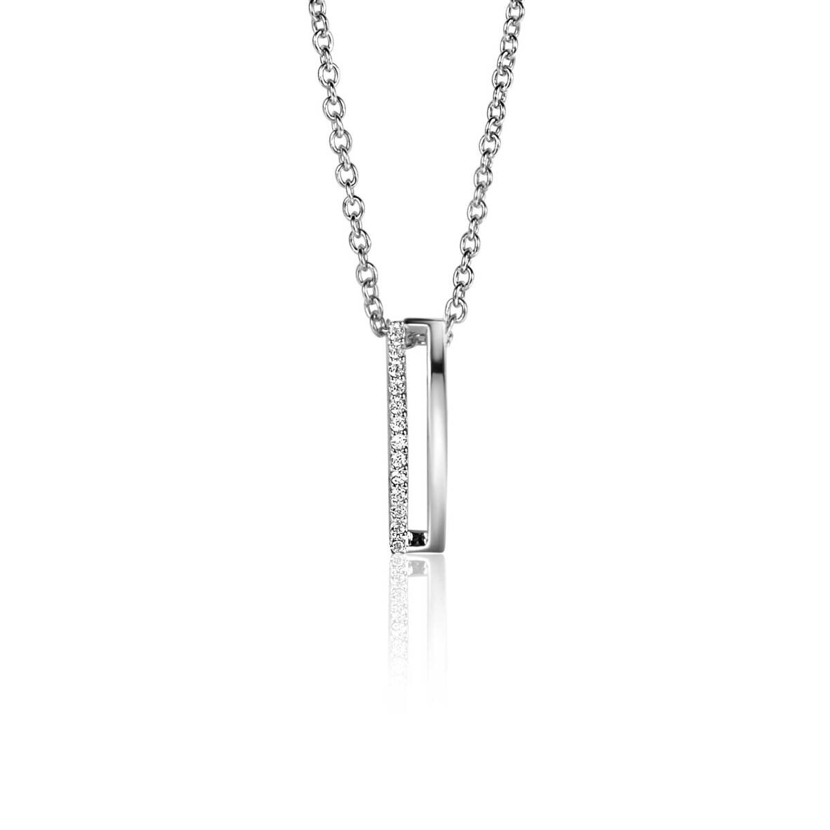 Zinzi ZIH2452 zilveren hanger met rechthoekige zirkonia 3.6 mm breed - Hoogte 15 mm
