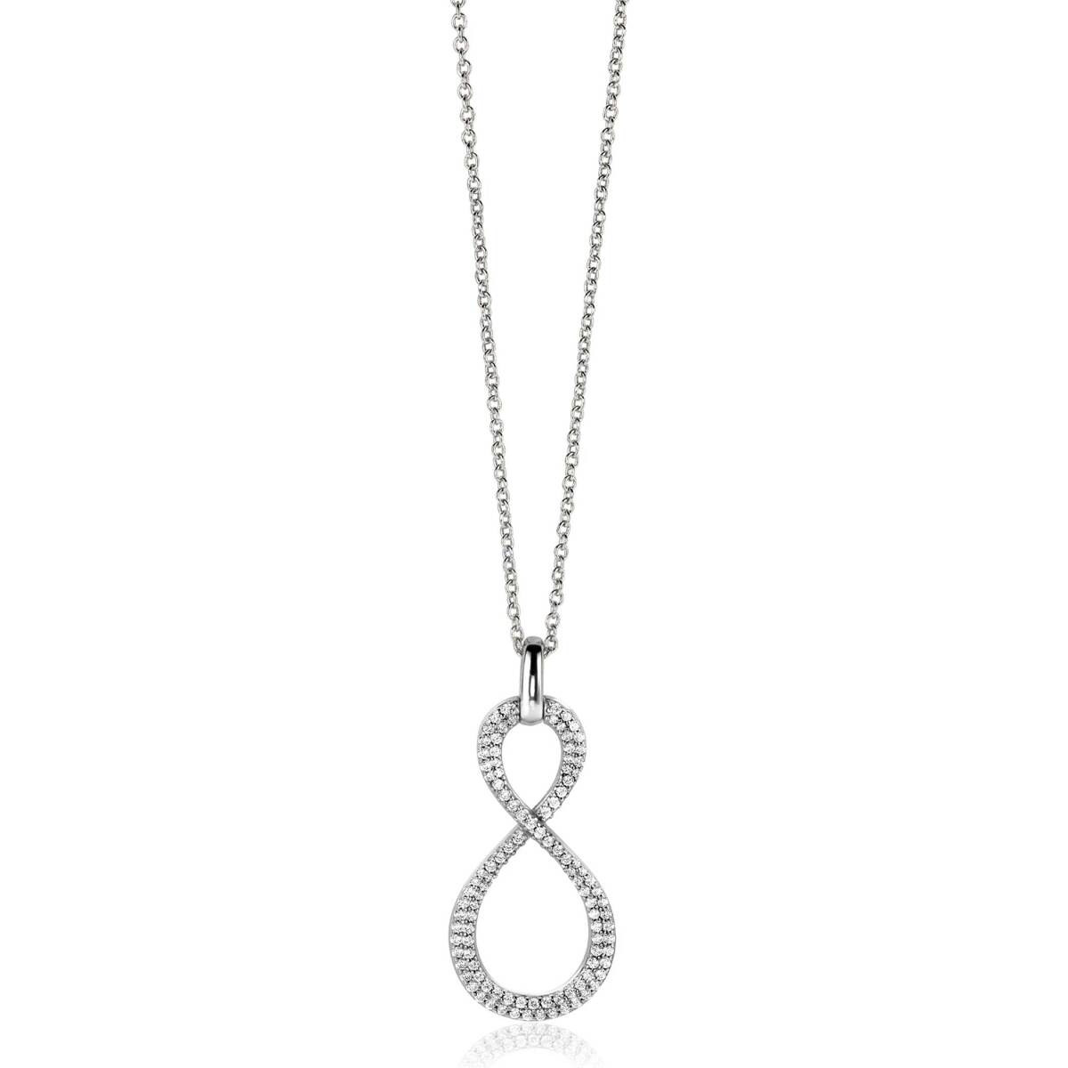 Zinzi ZIH2570 zilveren infinity hanger met transparante zirkonia 15 mm breed - Hoogte 36 mm