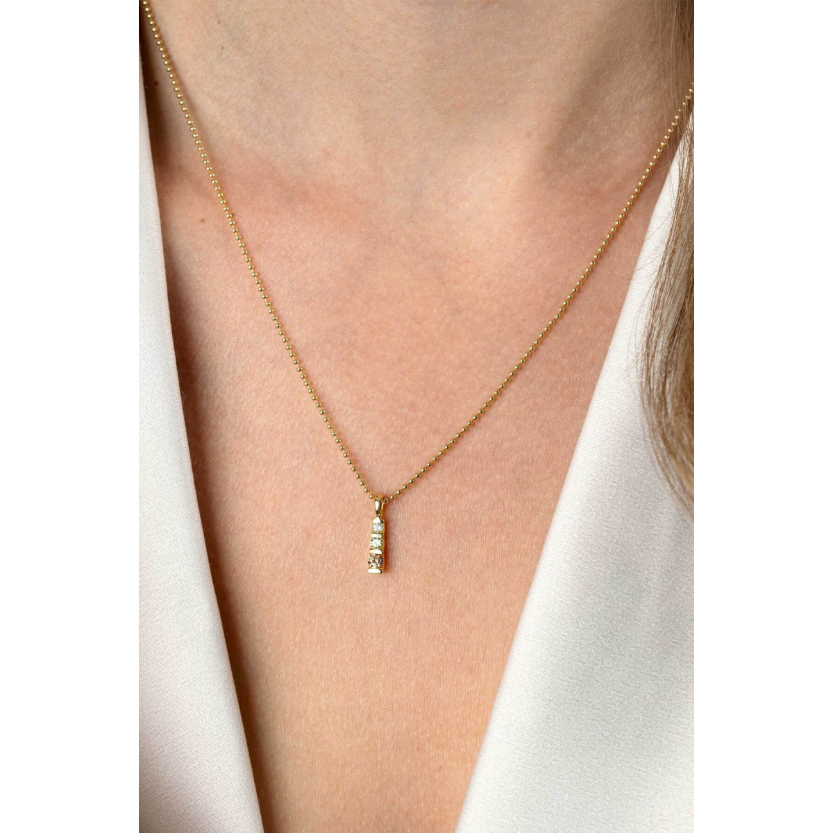 Zinzi ZIH2612 gold plated hanger met zirkonia's rechthoek 3 mm breed - Hoogte 15 mm