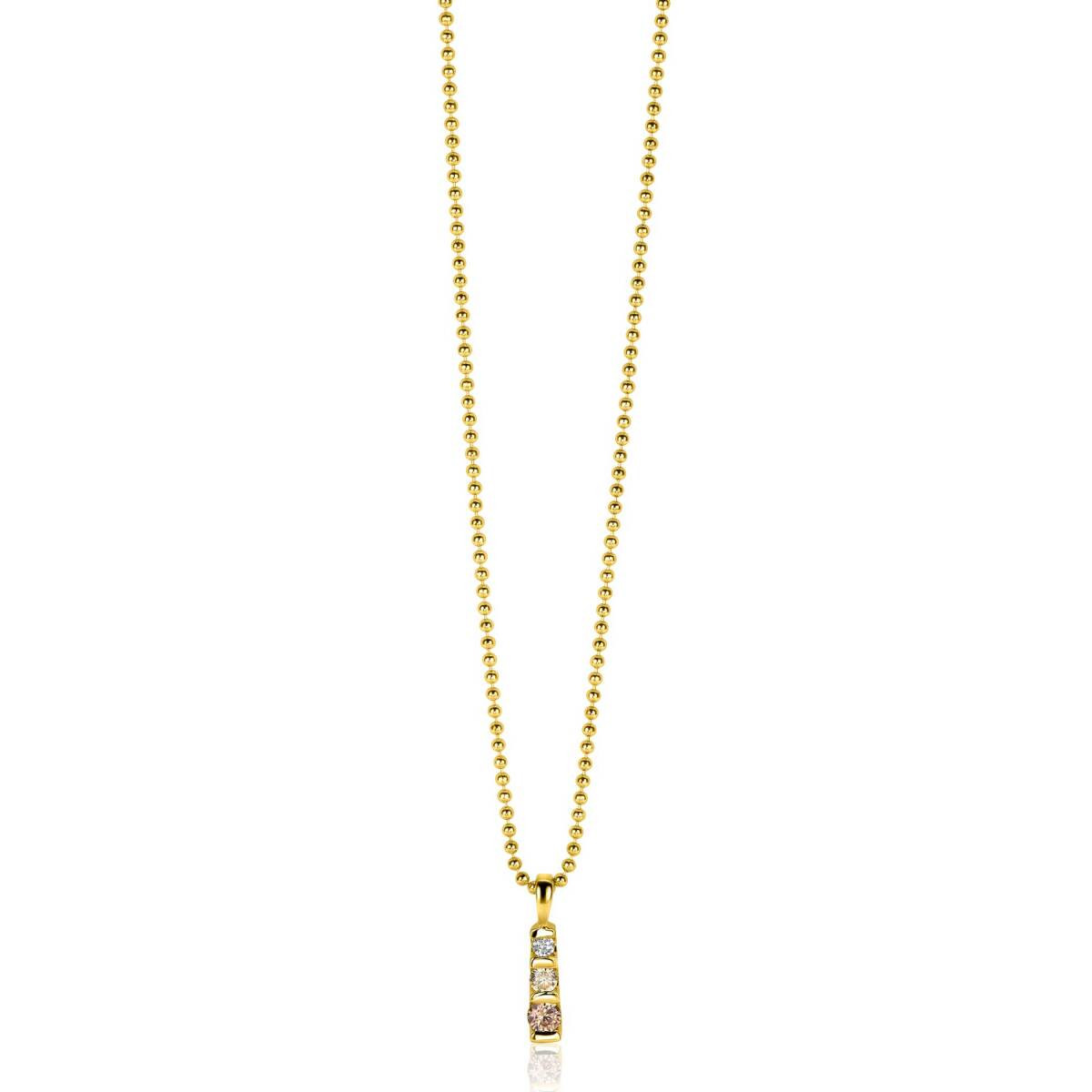 Zinzi ZIH2612 gold plated hanger met zirkonia's rechthoek 3 mm breed - Hoogte 15 mm