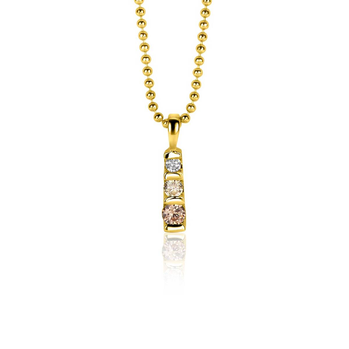 Zinzi ZIH2612 gold plated hanger met zirkonia's rechthoek 3 mm breed - Hoogte 15 mm