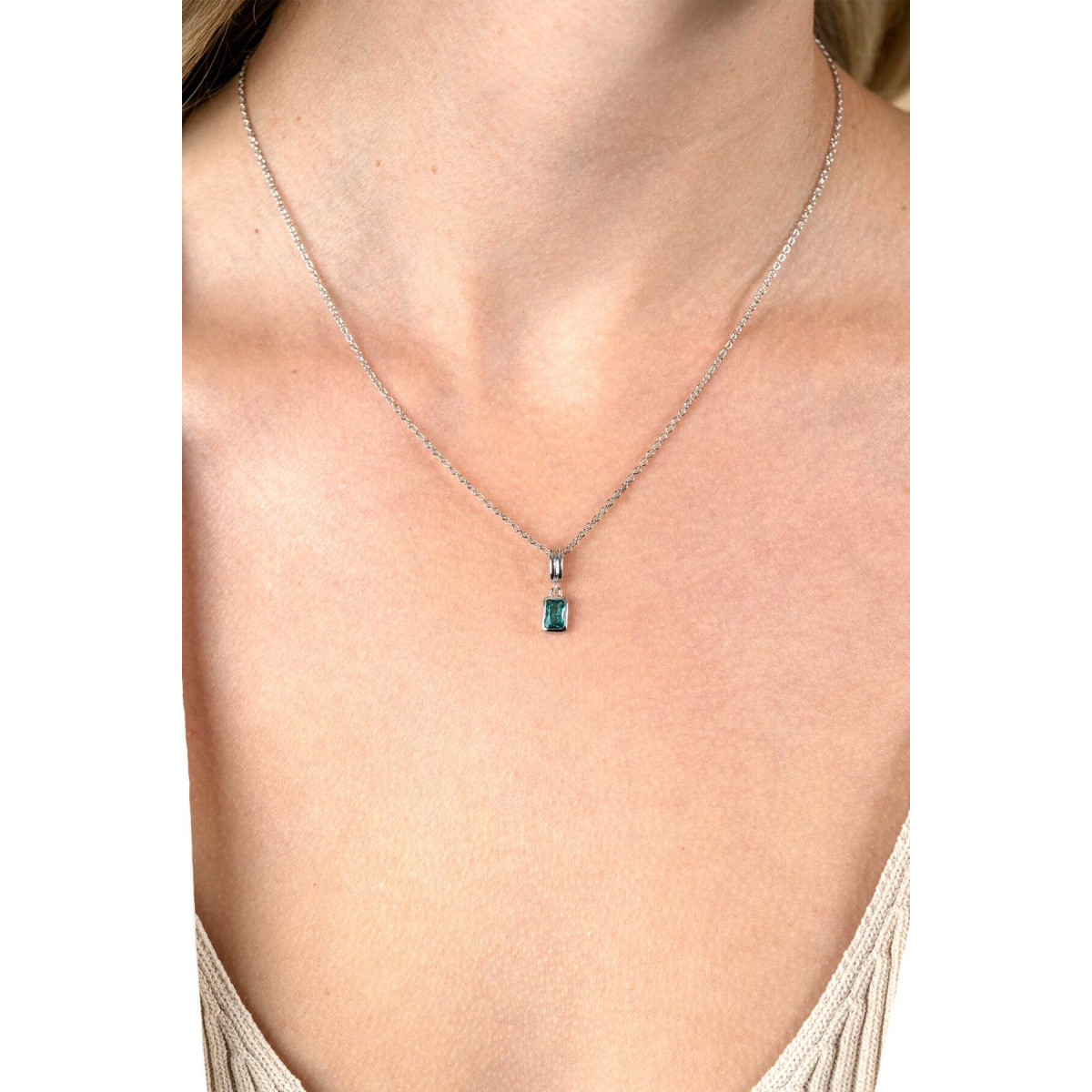 Zinzi ZIH2614 925 zilveren hanger met rechthoekige blauwe zirkonia 5.3 mm breed - Hoogte 17 mm