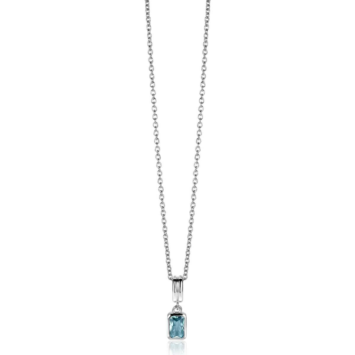 Zinzi ZIH2614 925 zilveren hanger met rechthoekige blauwe zirkonia 5.3 mm breed - Hoogte 17 mm