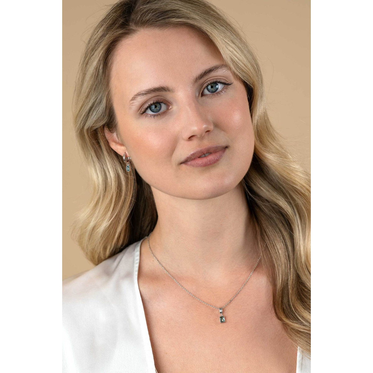 Zinzi ZIH2614 925 zilveren hanger met rechthoekige blauwe zirkonia 5.3 mm breed - Hoogte 17 mm