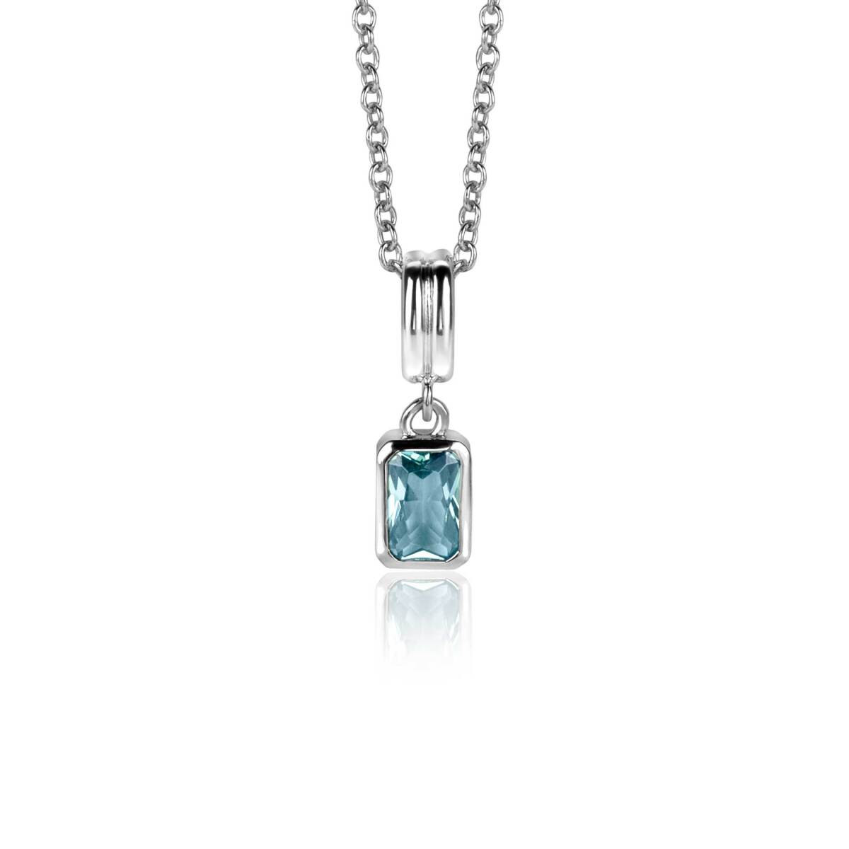 Zinzi ZIH2614 925 zilveren hanger met rechthoekige blauwe zirkonia 5.3 mm breed - Hoogte 17 mm