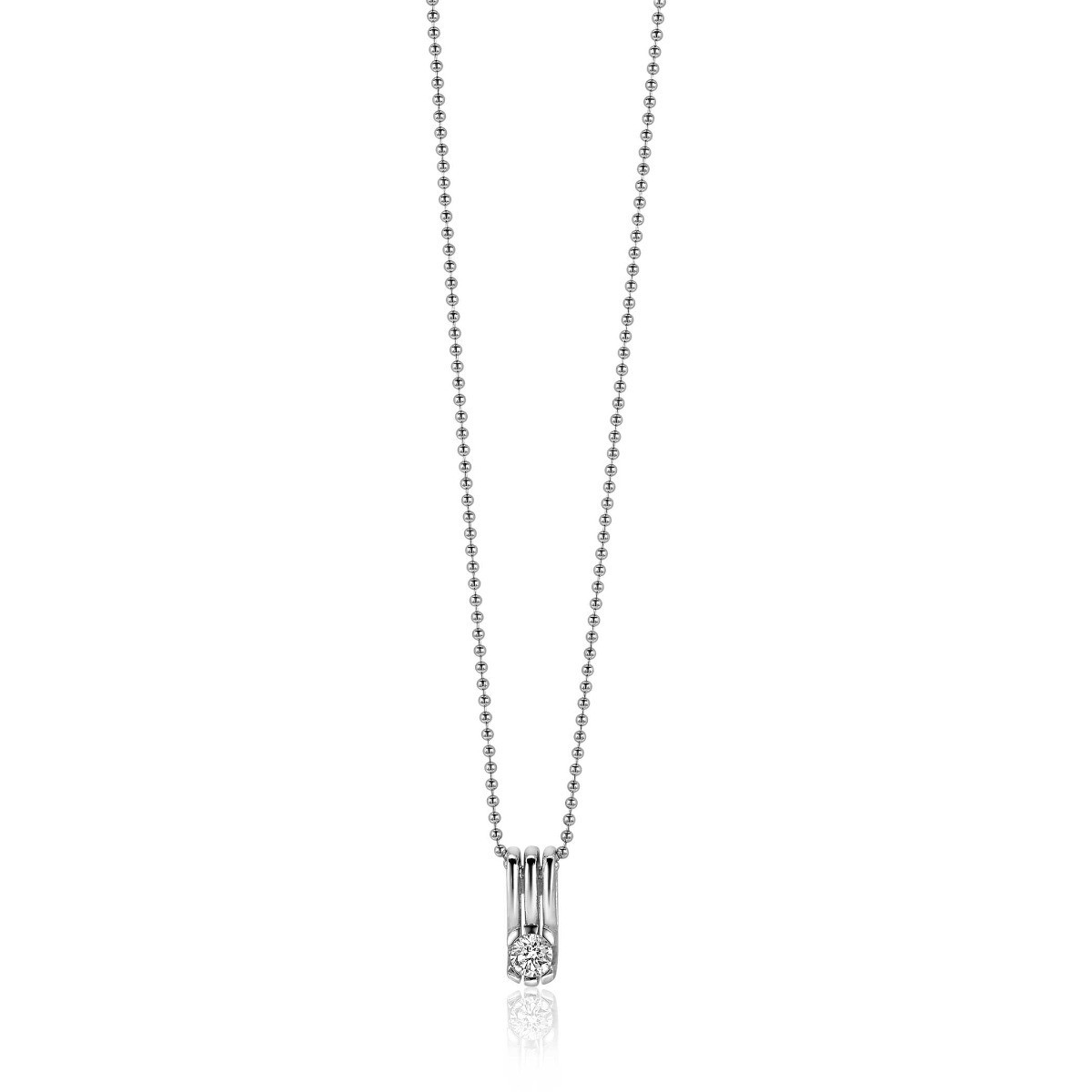 Zinzi ZIH403 zilveren hanger rechthoek met briljant geslepen zirkonia 5.8 mm breed - Hoogte 13 mm