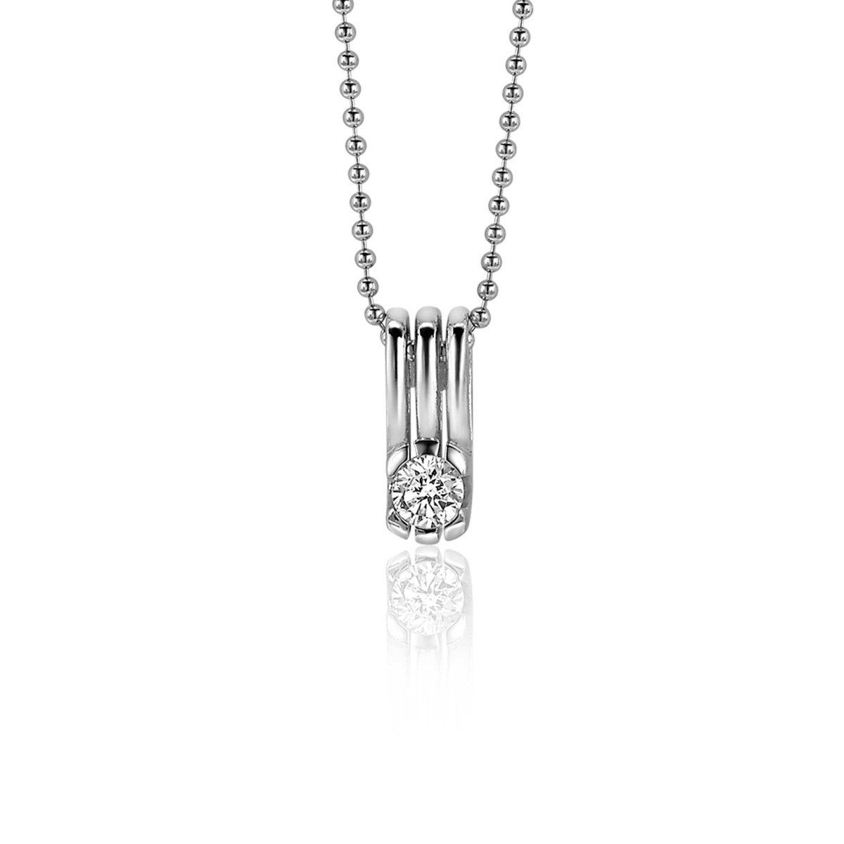 Zinzi ZIH403 zilveren hanger rechthoek met briljant geslepen zirkonia 5.8 mm breed - Hoogte 13 mm