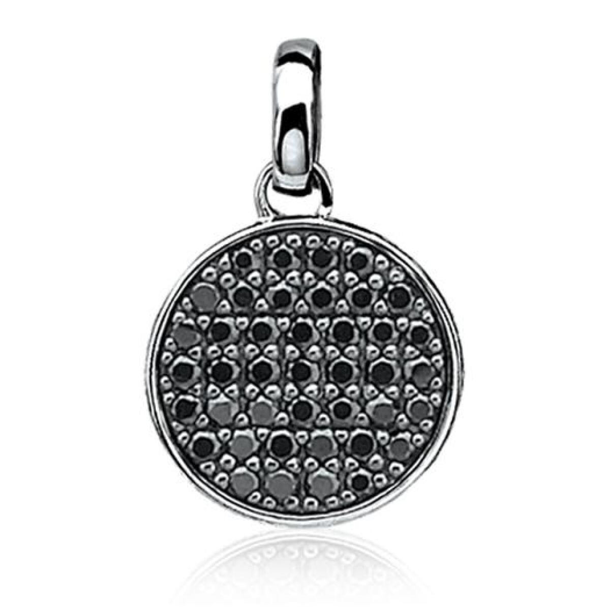 Zinzi ZIH844Z zilveren munt hanger met zwarte zirkonia's rond 17 mm breed - Hoogte 25 mm