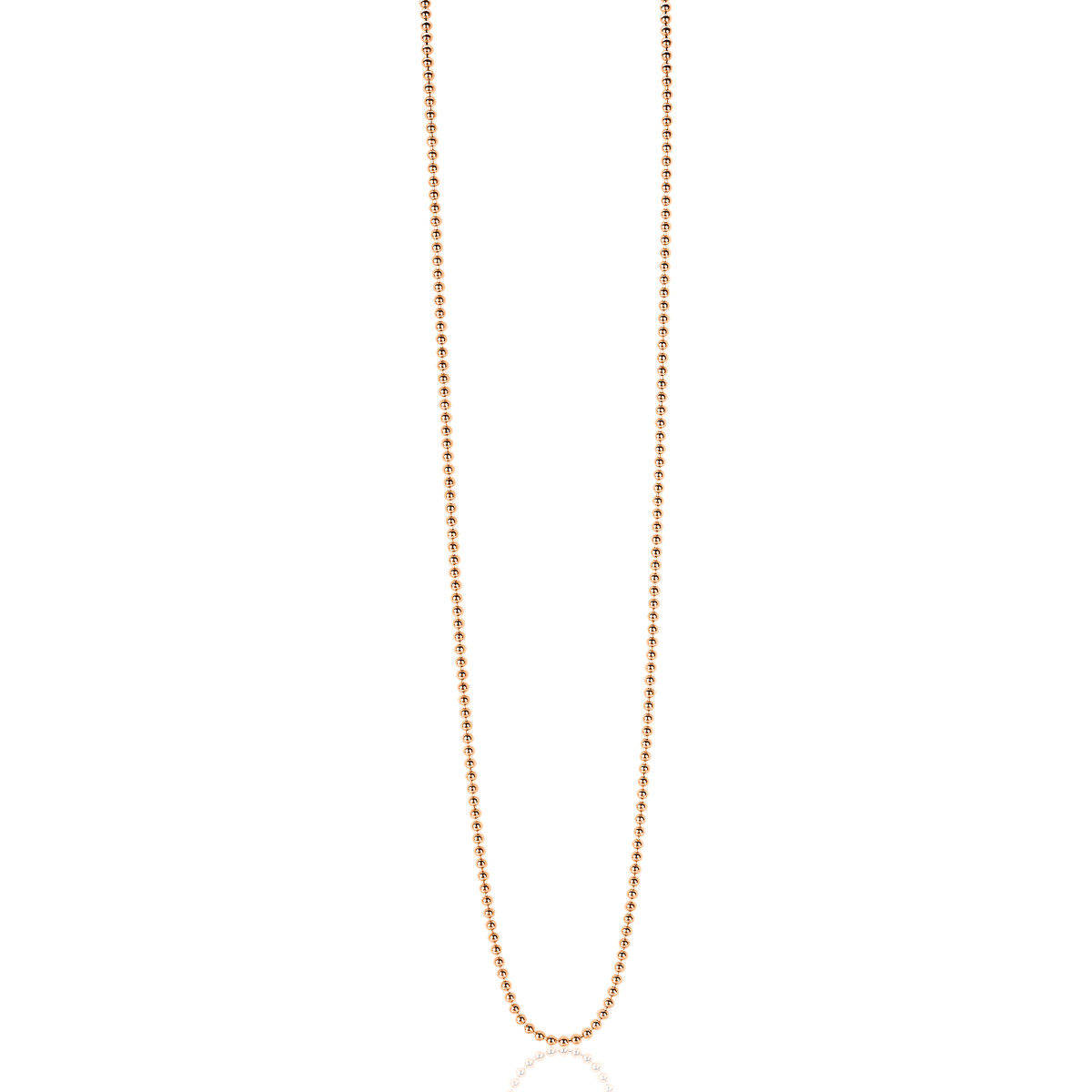 Zinzi ZILC-B45R rosékleurige bolletjesketting 1 mm breed - Lengte 45-48 cm