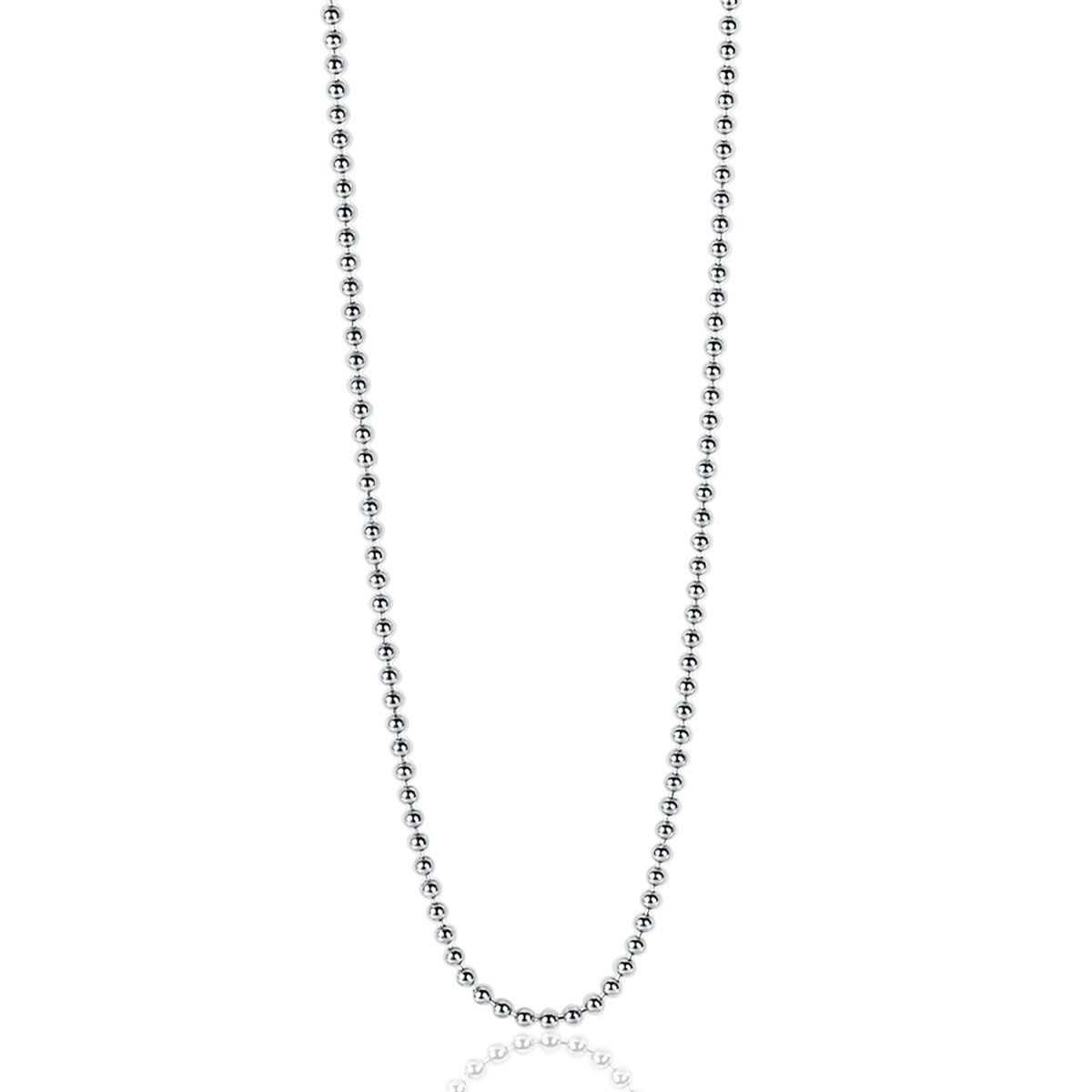 Zinzi ZILC-B80 zilveren ketting zonder hanger rond 1 mm breed - Lengte 80-83 cm