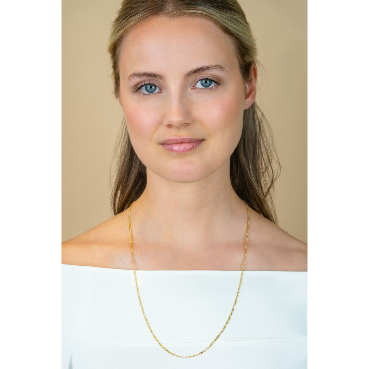 Zinzi ZILC-F60G gold plated figaro schakelketting 1.7 mm breed - Lengte 60-63 cm