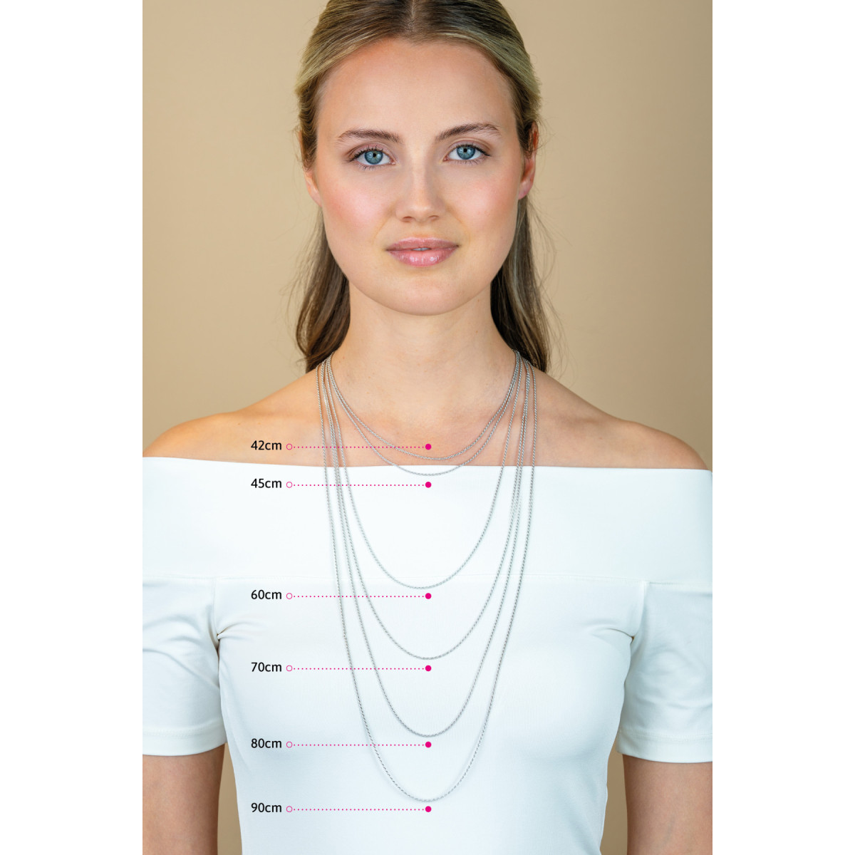 Zinzi ZILC-F70 zilveren figaro ketting - Lengte 70-73 cm