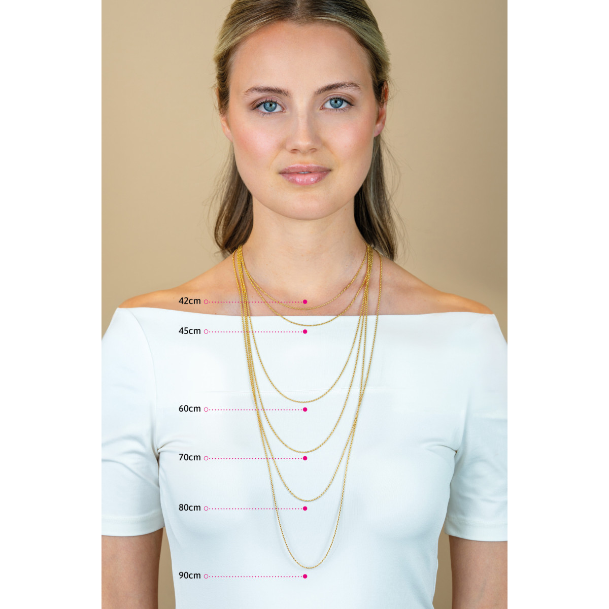 Zinzi ZILC-F80G gold plated figaro schakelketting 1.7 mm breed - Lengte 80-83 cm