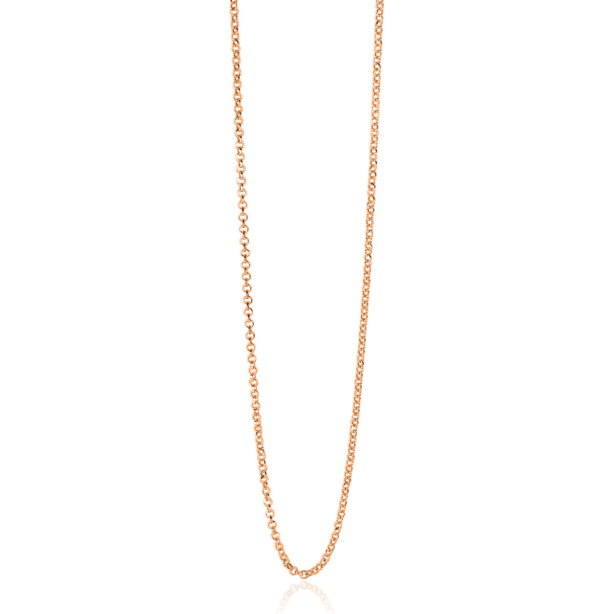 Zinzi ZILC-J60R rosékleurige gold plated jasseron schakelketting 0.3 mm breed - Lengte 60-63 cm