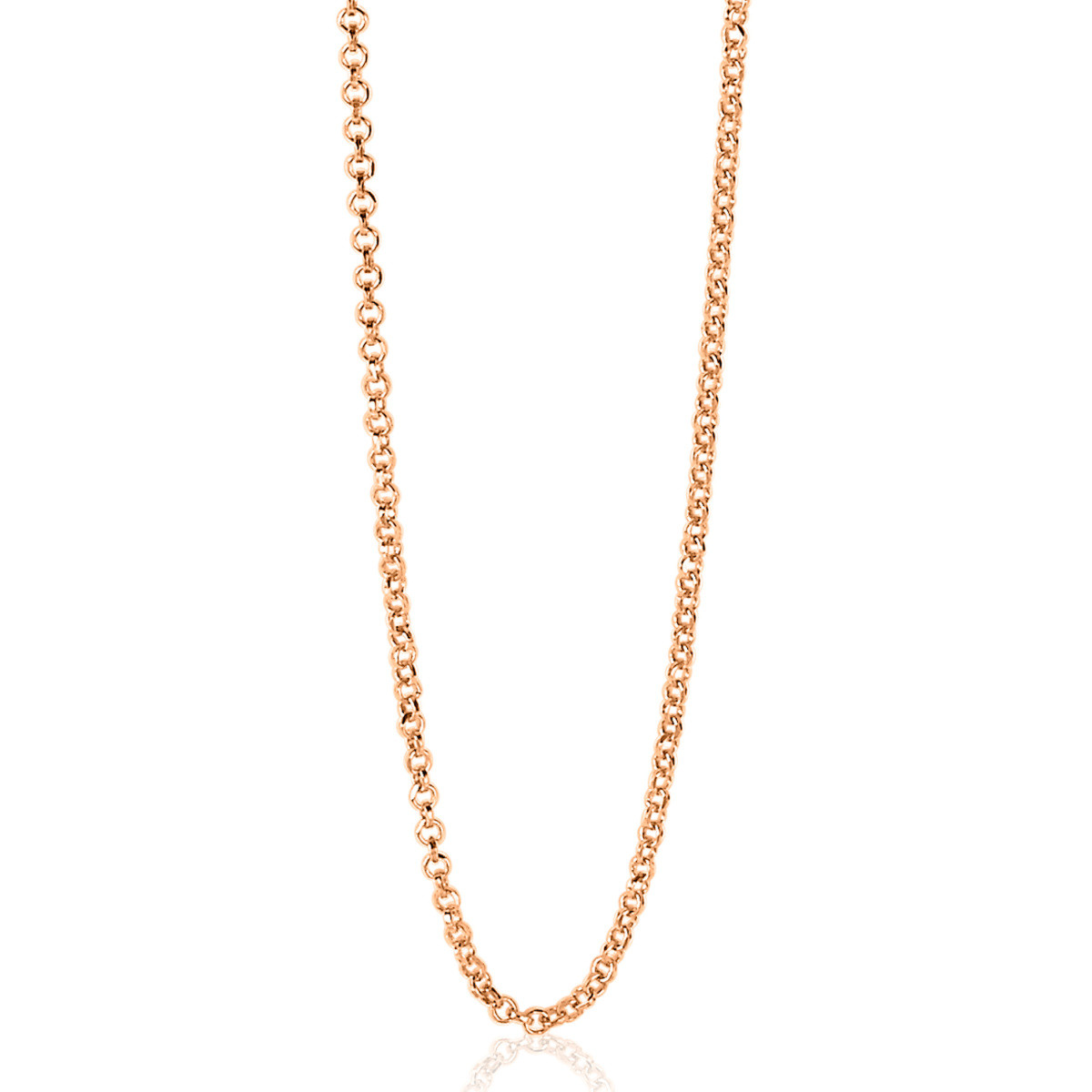 Zinzi ZILC-J80R rose gold plated schakelketting jasseron 0.3 mm breed - Lengte 80-83 cm