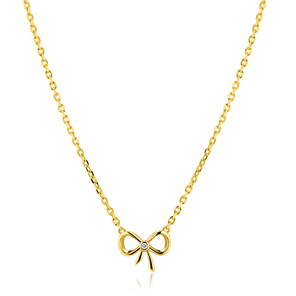 Zinzi Zinzi Amaka's Favorieten ZIC2724Y goudkleurige ketting met hanger strik 10.5 mm - Lengte 42-45 cm