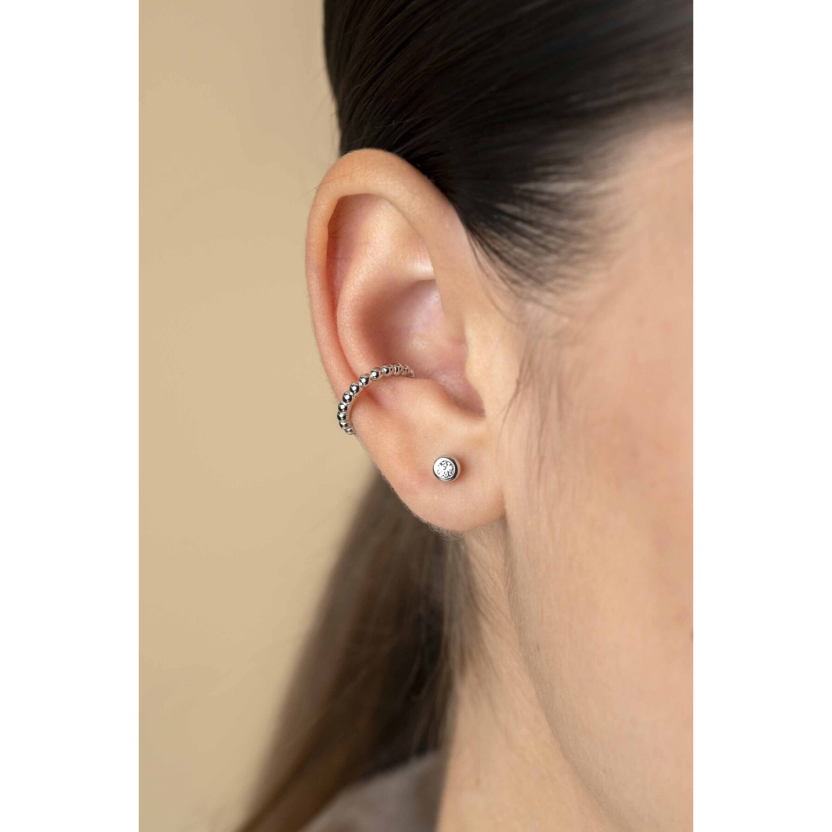 Zinzi ZIO-CUFF2 zilveren earcuffs met bolletjes 2 mm breed - Diameter 14 mm