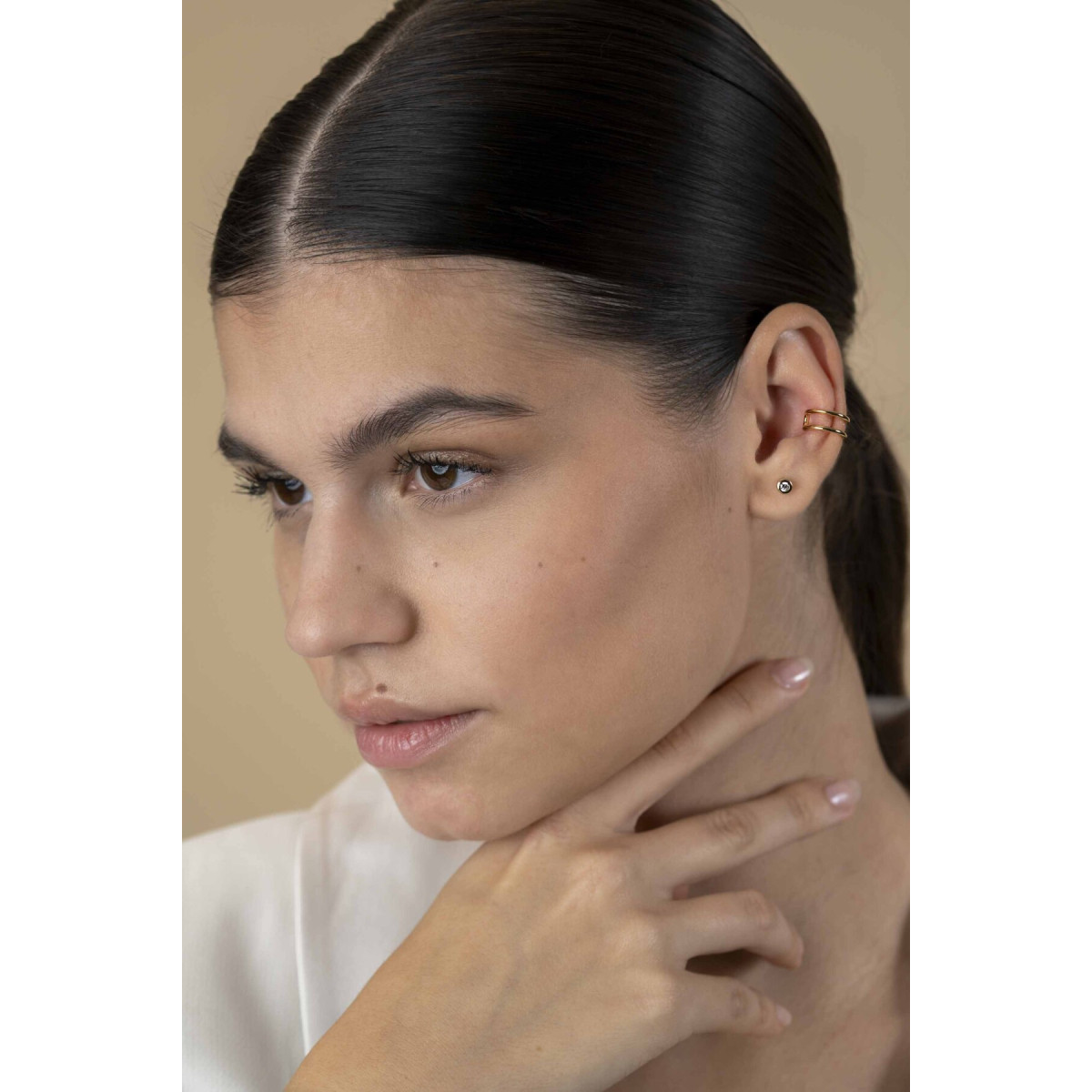 Zinzi ZIO-CUFF4G goudkleurige dubbele cirkel earcuffs 5.5 mm breed - Diameter 12.5 mm