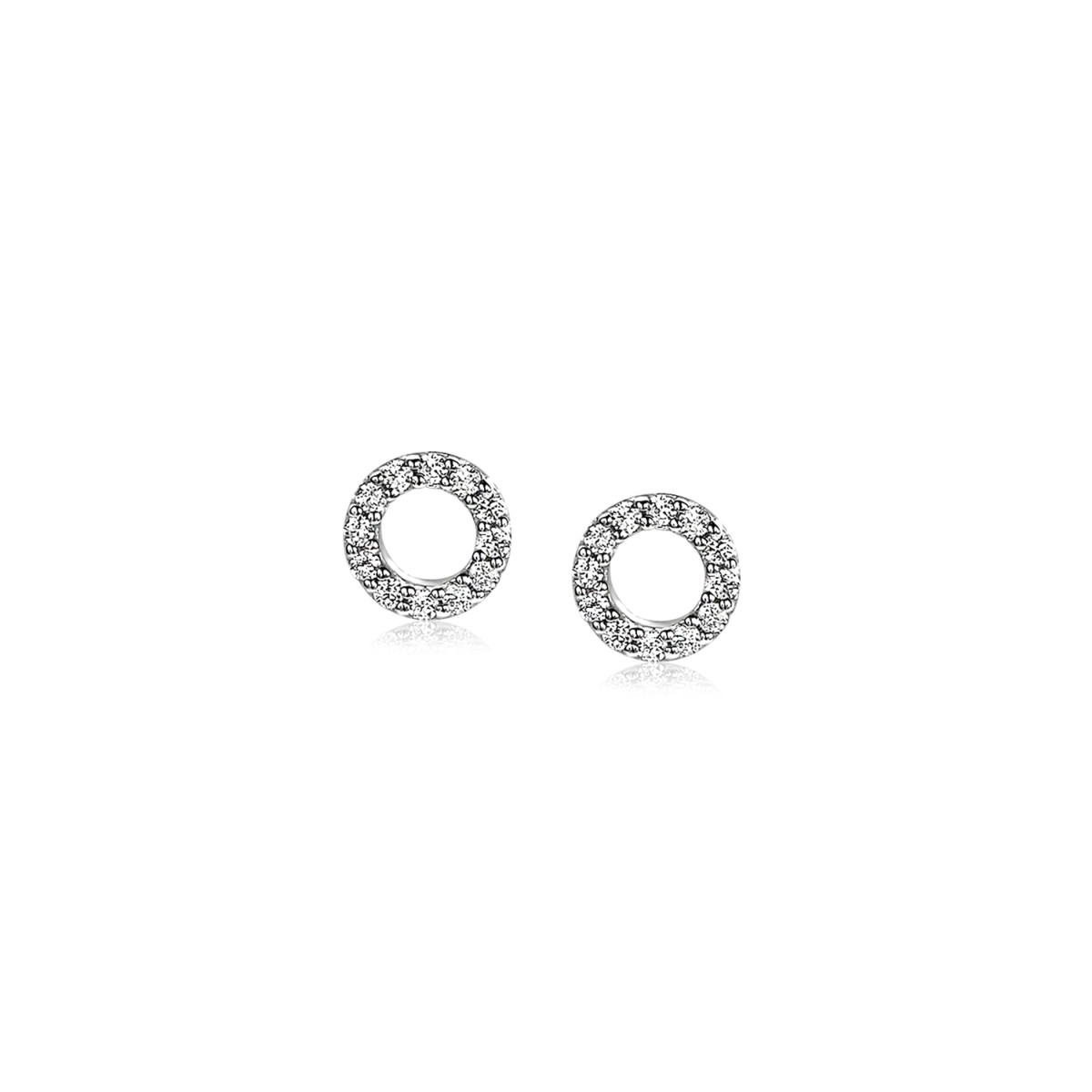 Zinzi ZIO1063 925 zilveren oorknopjes open rond met briljant geslepen zirkonia 6.5 mm doorsnede