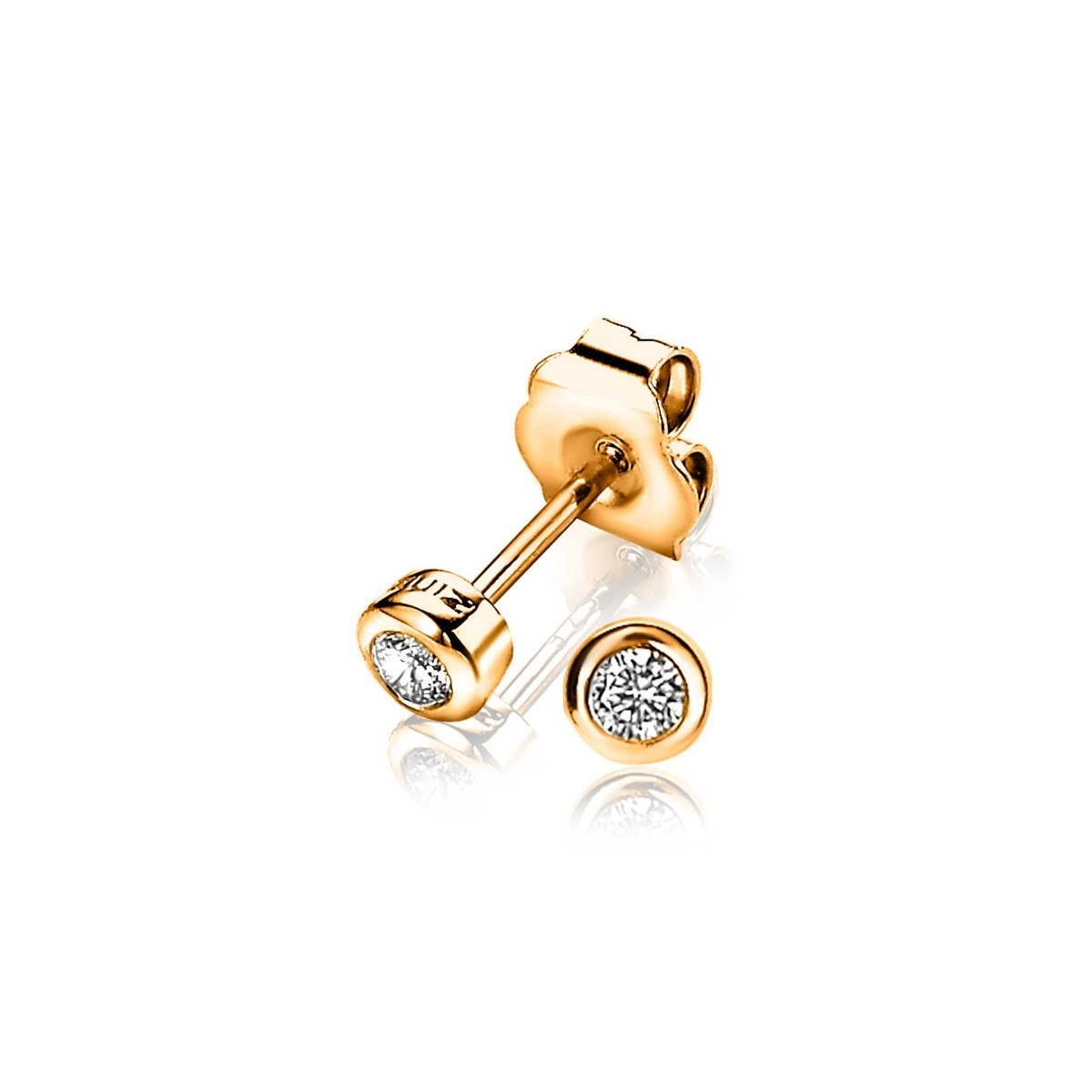 Zinzi ZIO1177R rosékleurige oorknopjes met briljant geslepen zirkonia 4 mm diameter