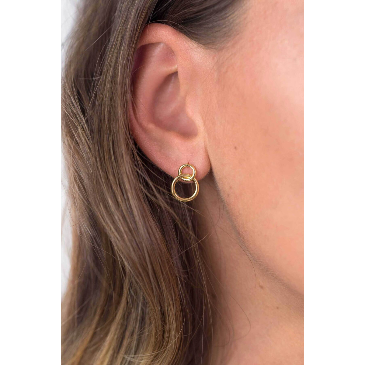 Zinzi ZIO1278G gold plated oorknopjes met cirkels glanzend 11 mm breed